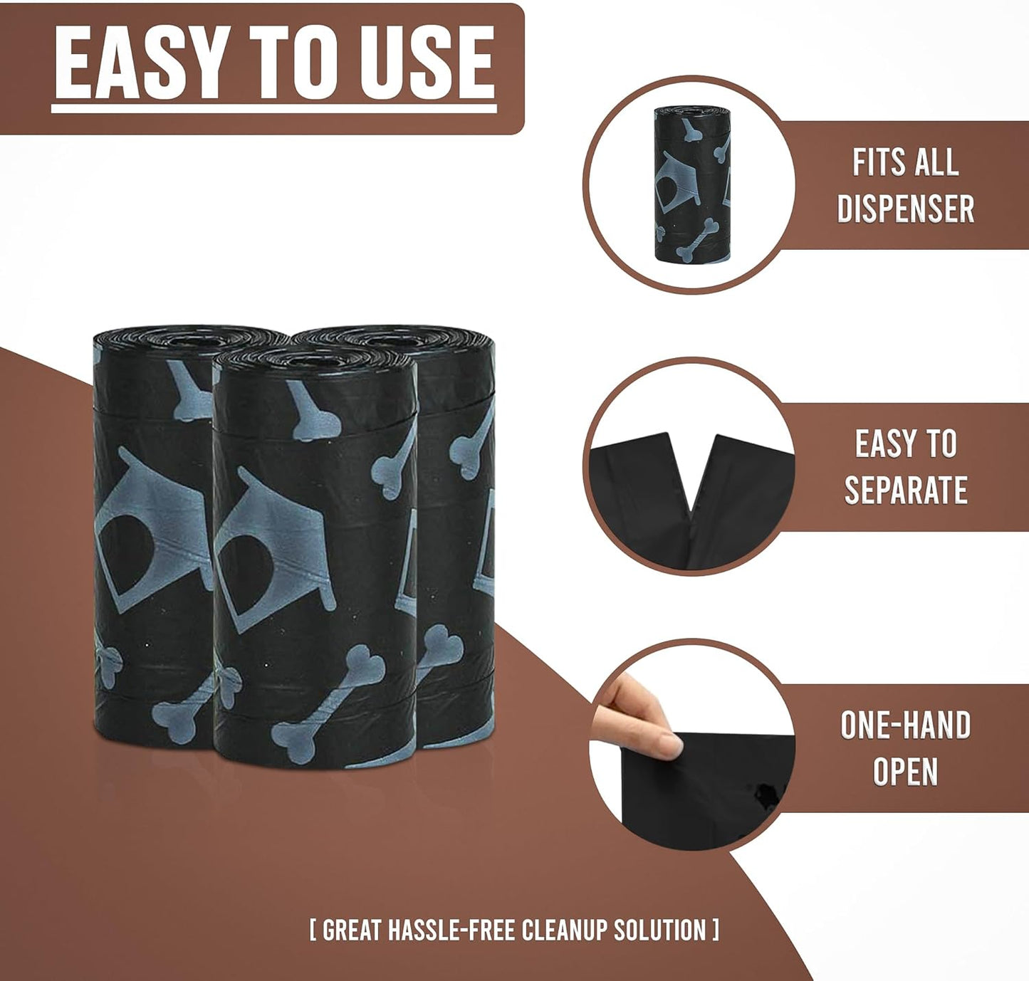 Eco-Friendly Dog Poop Bags, 8 Rolls, 20 Bags per Roll, Unscented, Leak-Proof, Perfect for Cleaning up after Your Pet