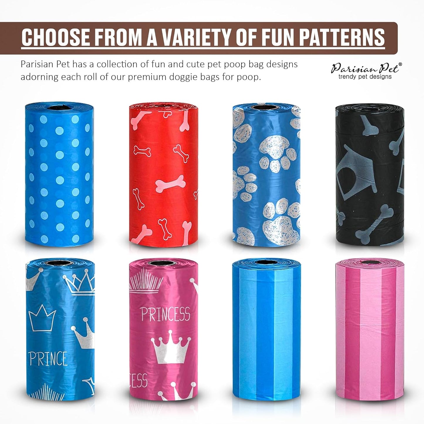 Eco-Friendly Dog Poop Bags, 8 Rolls, 20 Bags per Roll, Unscented, Leak-Proof, Perfect for Cleaning up after Your Pet