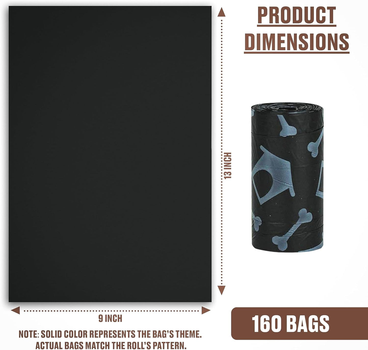 Eco-Friendly Dog Poop Bags, 8 Rolls, 20 Bags per Roll, Unscented, Leak-Proof, Perfect for Cleaning up after Your Pet