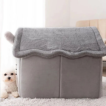 Foldable Pet House Removable Washable Durable Cat House Puppy Sofa Pet Bed House for Extra Small Dogs and Cats Winter Warm Mat