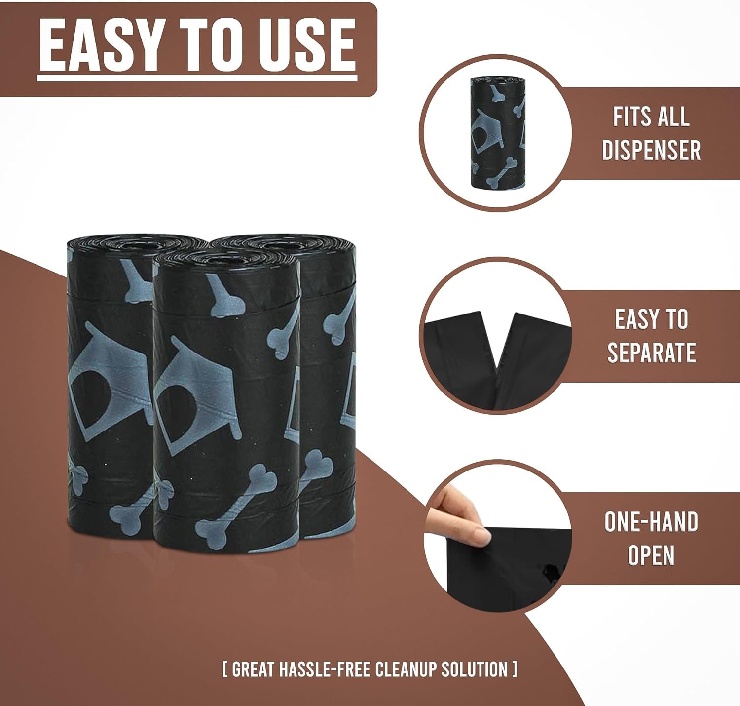 Eco-Friendly Dog Poop Bags, 8 Rolls, 20 Bags per Roll, Unscented, Leak-Proof, Perfect for Cleaning up after Your Pet